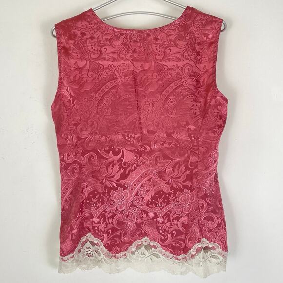 Vintage 90's Victoria's Secret Gold Label Pink Lace Floral Blouse Sz M - Picture 6 of 6